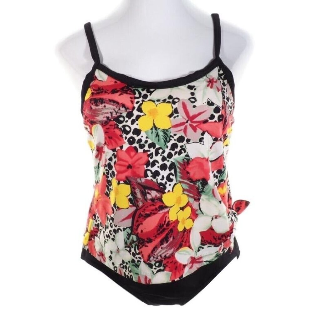Le Cove Swimsuit Womens Size 12 One Piece Tummy Control Multi Color Floral - Picture 2 of 10